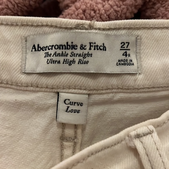 Abercrombie The Ankle Straight Ultra High Jeans, Curve Love, Cream, Size 27 - Picture 5 of 8